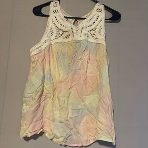 The dye pastel and lace tank top. Maurices medium.
